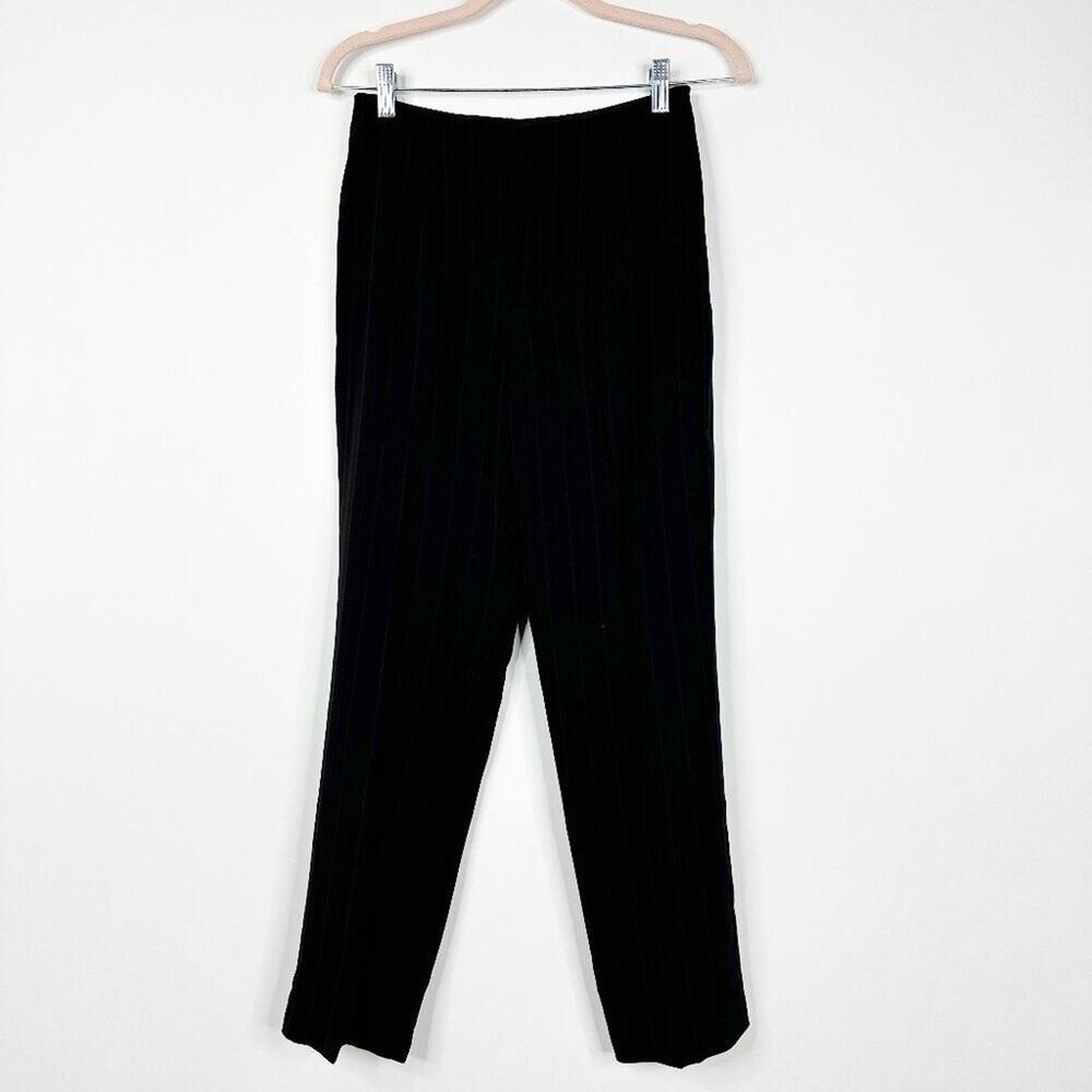 2/$30 Jones New York Pinstripe High Rise Trouser Petite Black 4P #A0624 TRB3